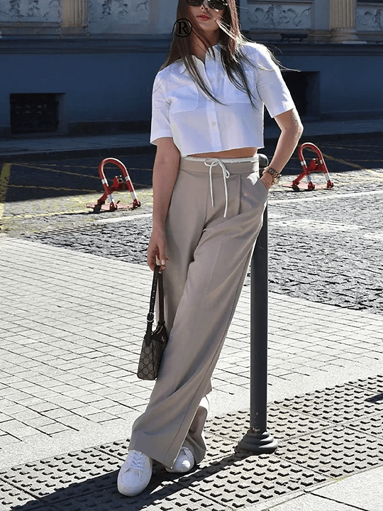 Calça Wide Leg Alfaiataria Cintura Dupla