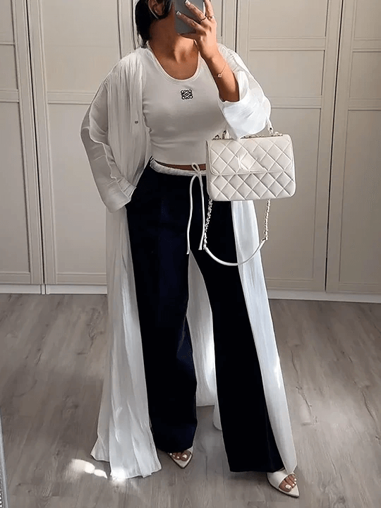 Calça Wide Leg Alfaiataria Cintura Dupla