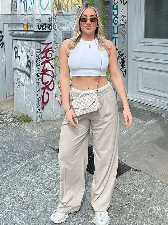 Calça Wide Leg Alfaiataria Cintura Dupla