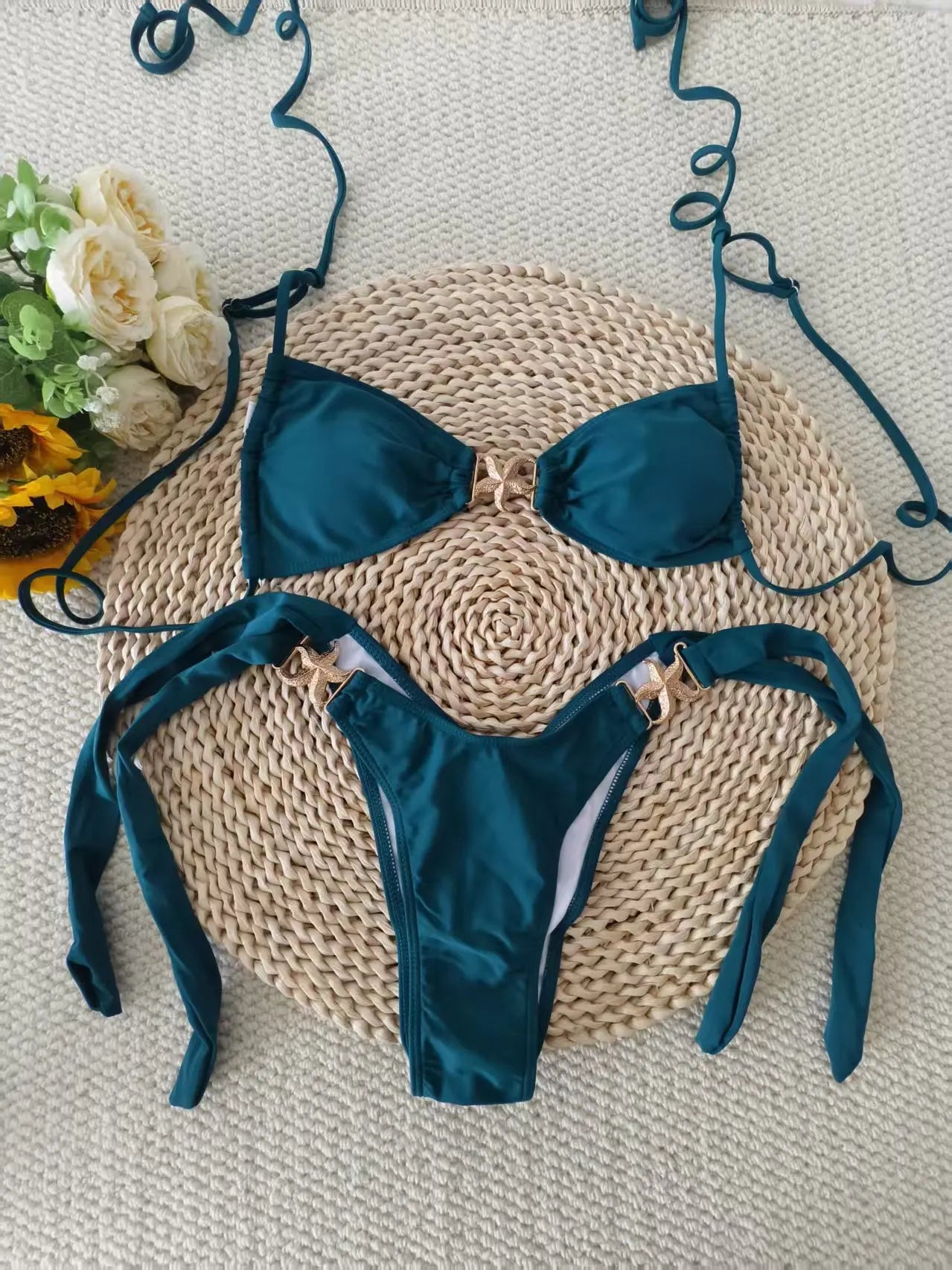 Biquíni Azul com Detalhe Estrela do Mar