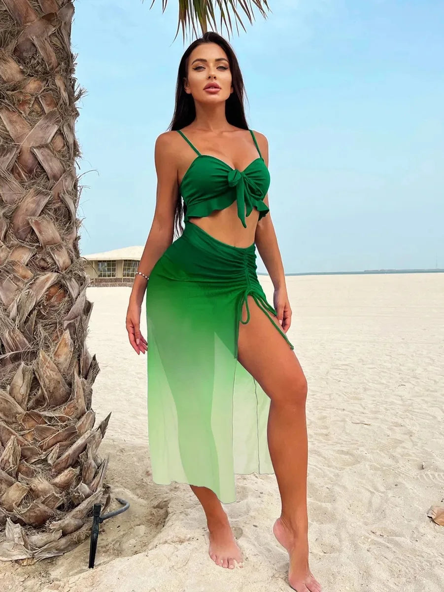 Biquíni Tie Dye com Saia Pareô 3 Peças