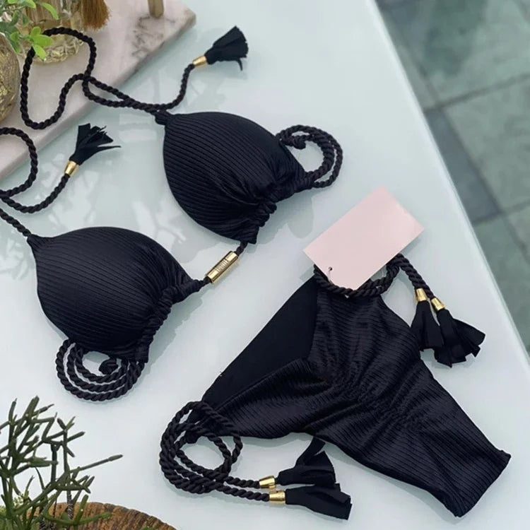 Biquíni Eva Bicolor com Cordão Ajustável