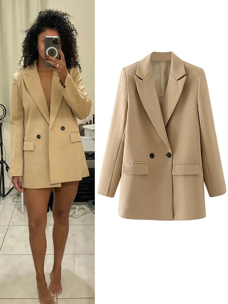 Blazer Feminino Botões Cruzados Oversize