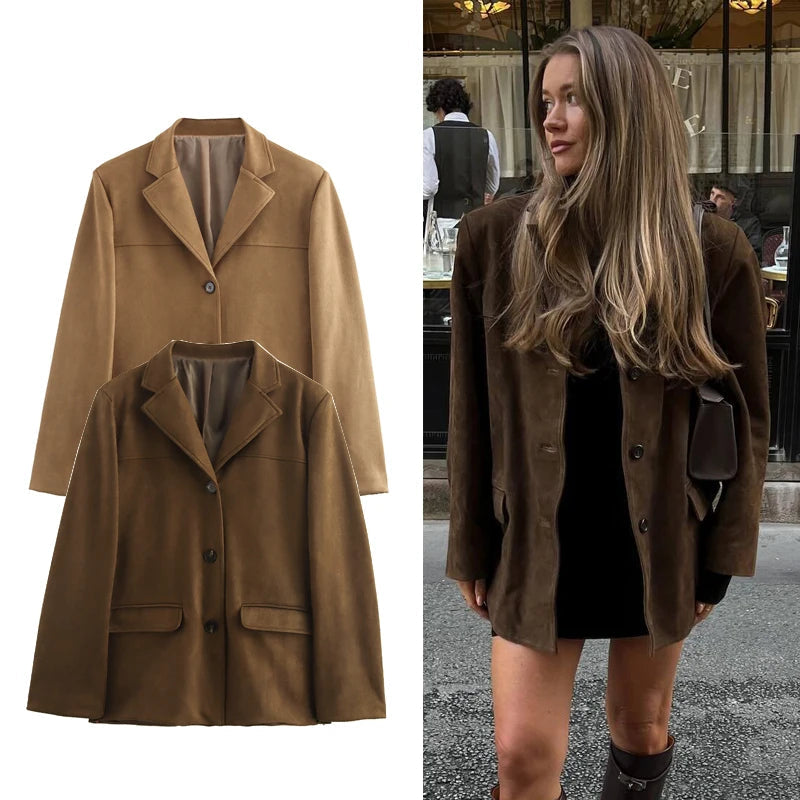 Blazer de Camurça Feminino Elegante