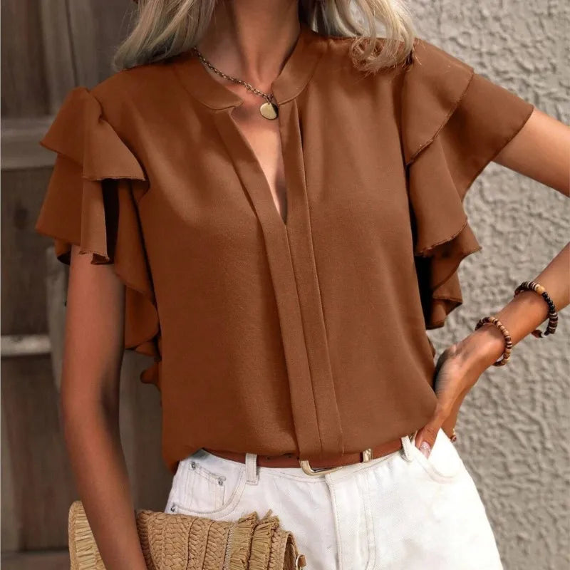 Blusa Ariane com Babados Marrom