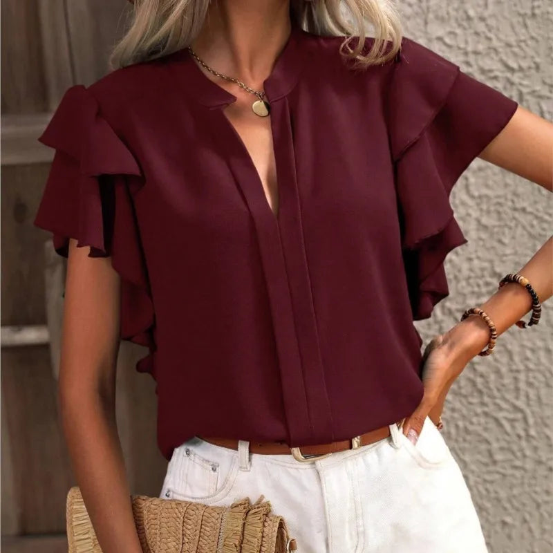 Blusa Ariane com Babados Vinho