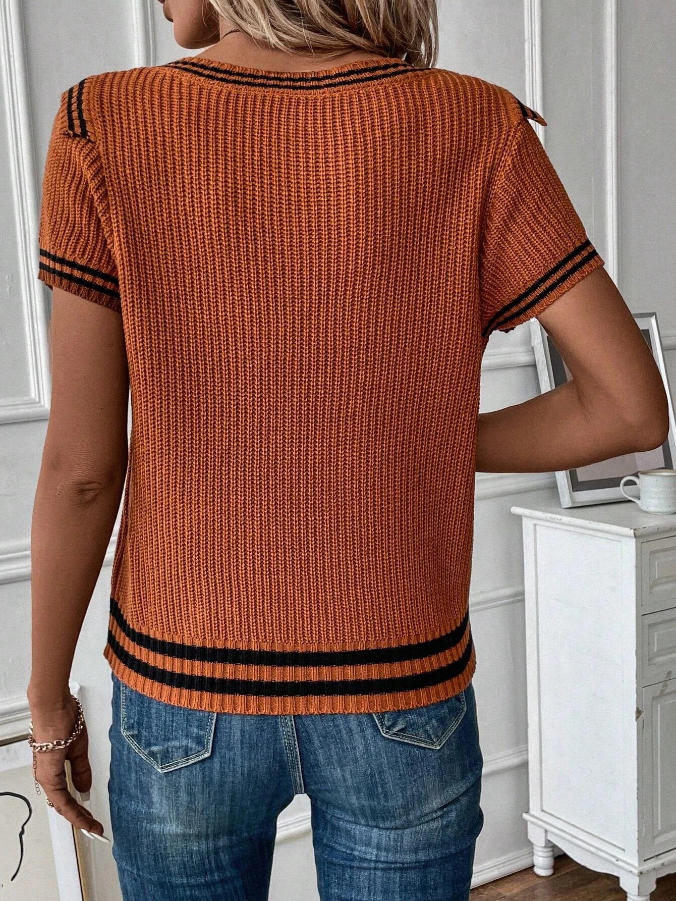 Blusa Feminina Tricô com Decote em V