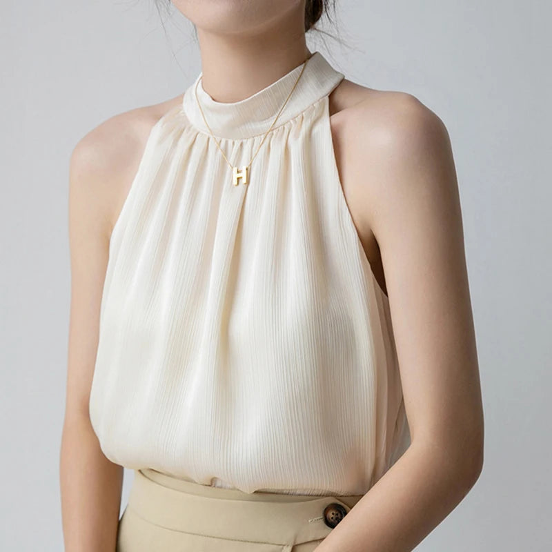 Blusa Gola Halter Bege