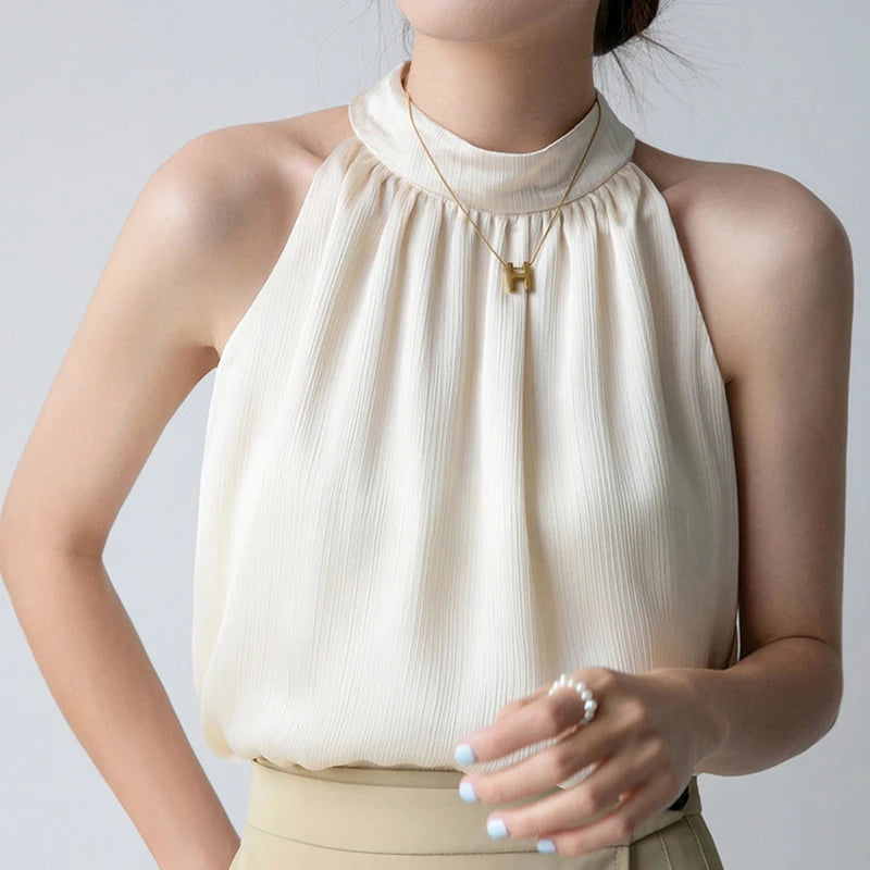 Blusa Gola Halter Bege 1