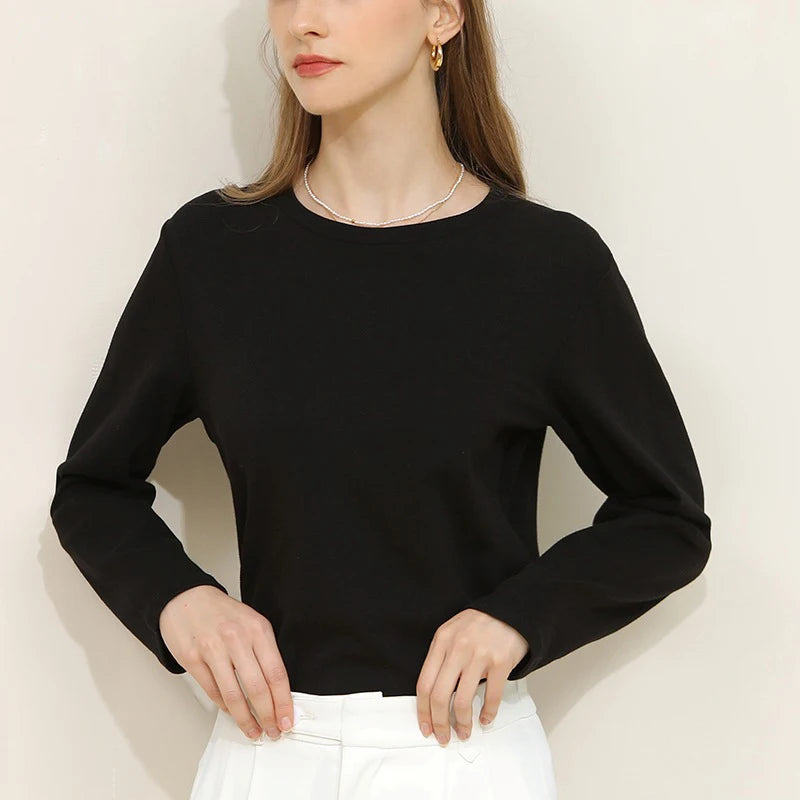 Blusa Manga Longa com Gola Redonda