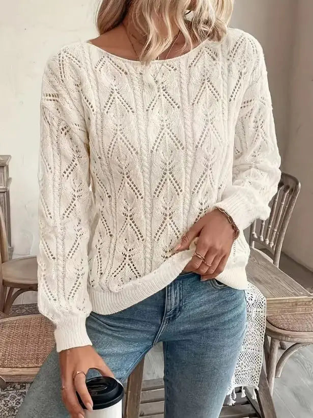 Blusa Tricô com Design Vazado Elegante
