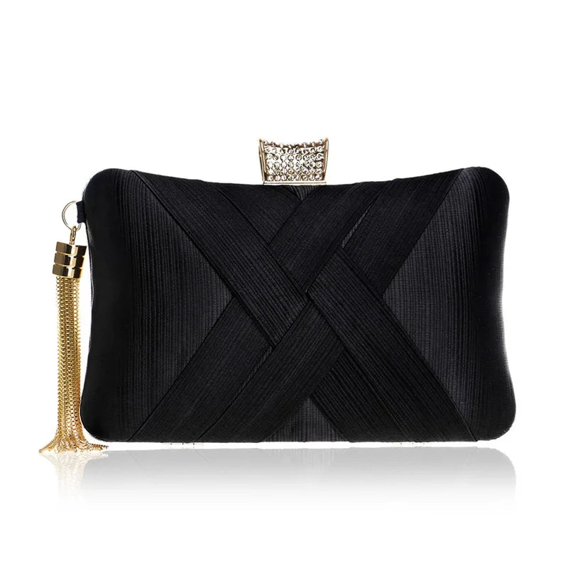 Bolsa Chutch de Festa Detalhe Tassel Preta