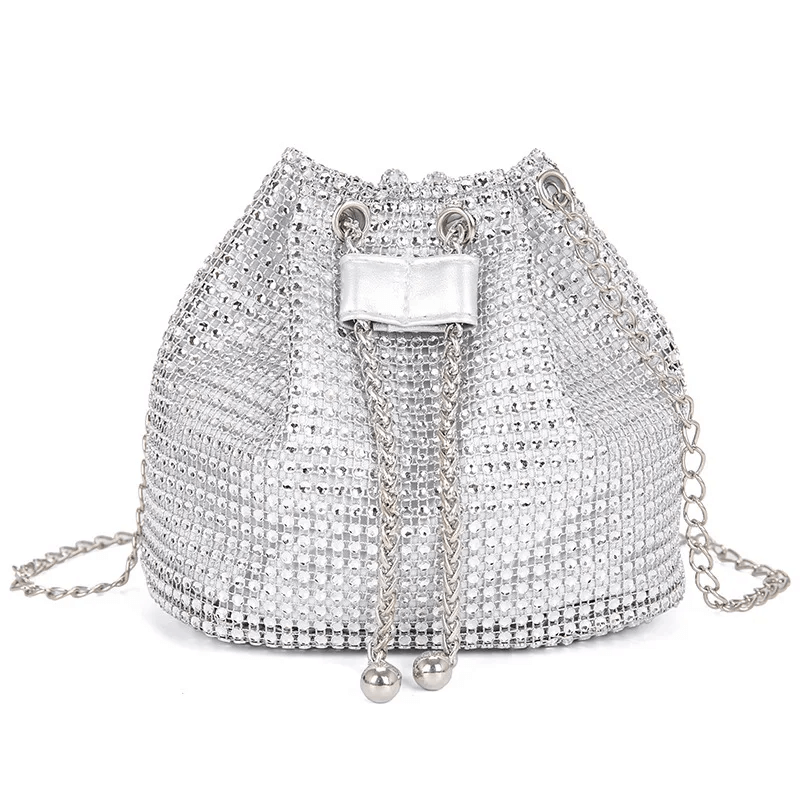 Bolsa Strass Saco Vintage Prata