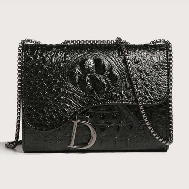 Bolsa Tiracolo Gigi em Couro Croco
