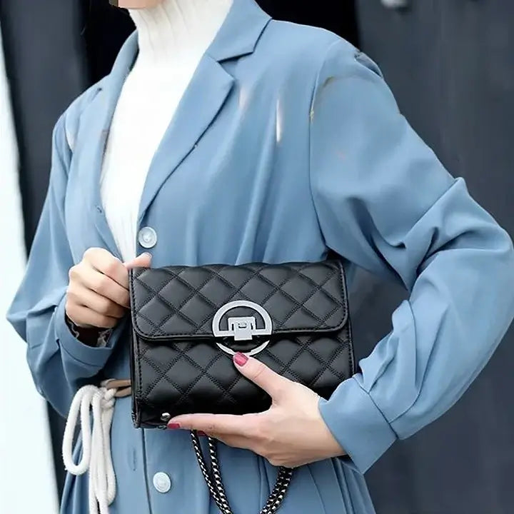 Bolsa Tiracolo Luana em Couro Preto