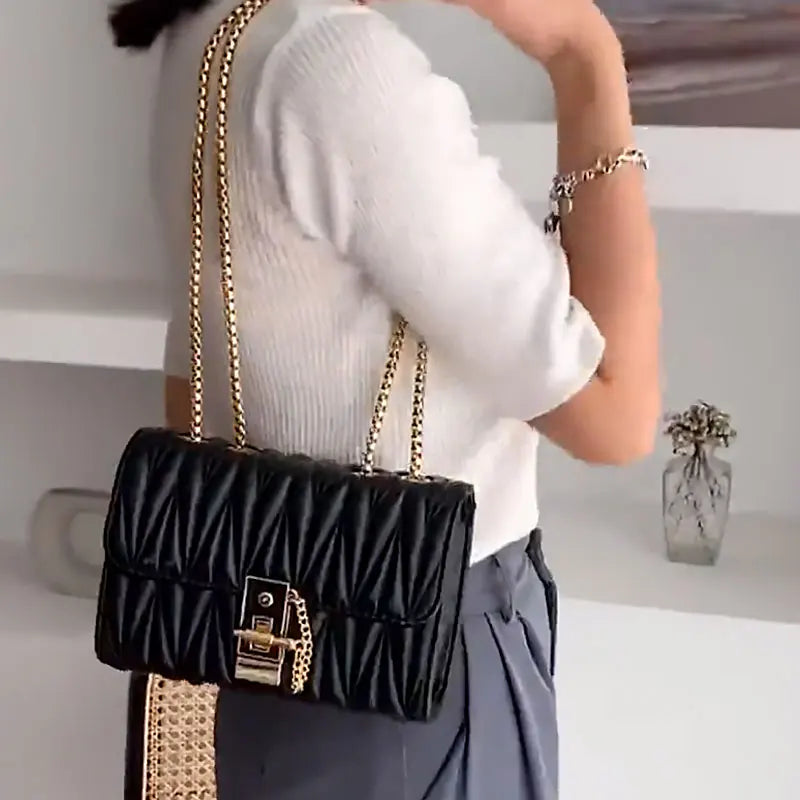 Bolsa Tiracolo Raquel em Couro Preta