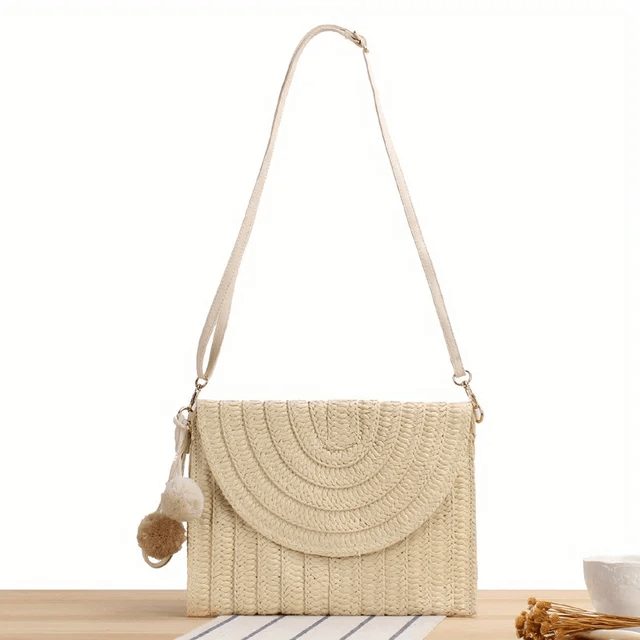 Bolsa de Palha Clutch Elegante Com Alça Off