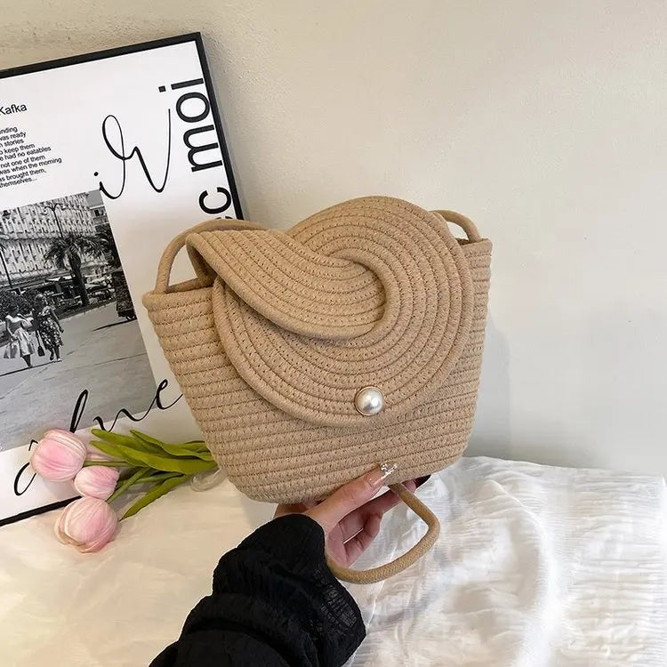 Bolsa de Palha Ombro com Pérola