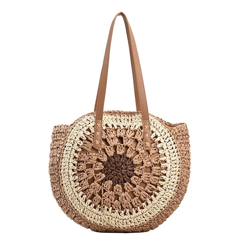 Bolsa de Praia em Palha Detalhe Flor Bordada