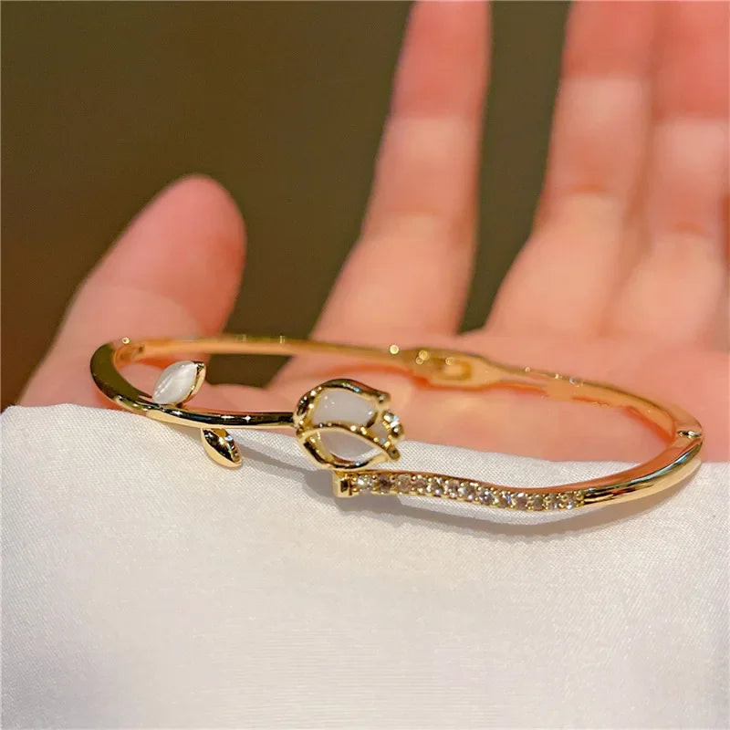 Bracelete Feminino de Zircão e Opala