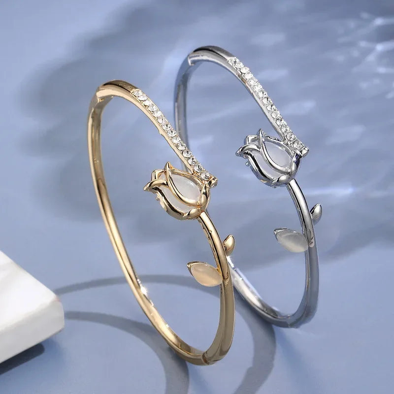 Bracelete Feminino de Zircão e Opala