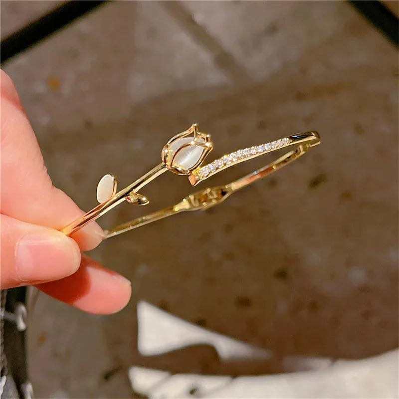 Bracelete Feminino de Zircão e Opala