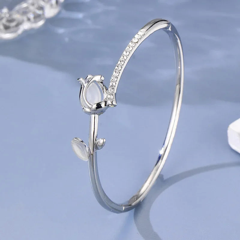 Bracelete Feminino de Zircão e Opala