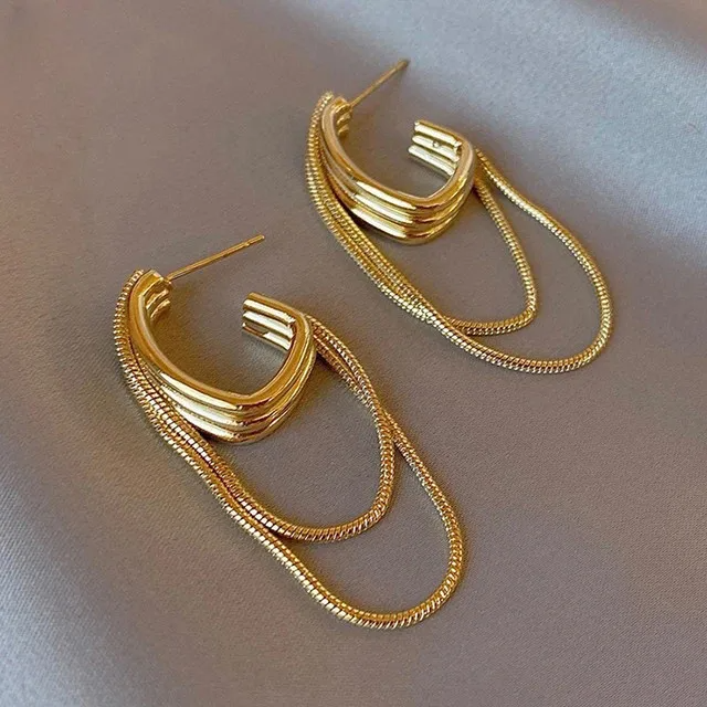 Brinco Dourado Dupla Argola de Corrente
