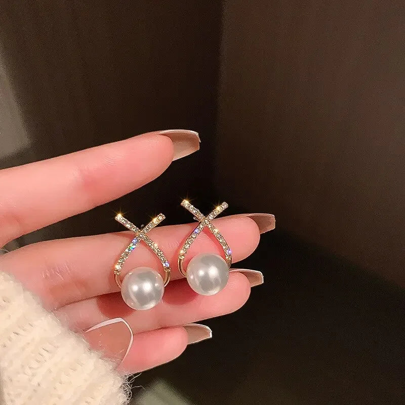 Brinco de Cristal Cravejado e Perola 2
