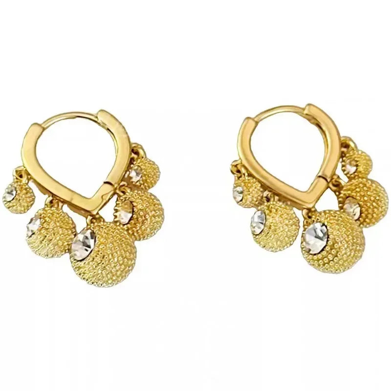Brincos Dourados Argola com Zircão