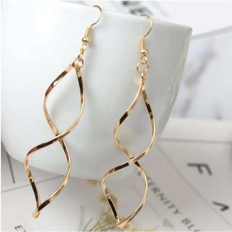 Brincos Espiral Curvados Dourado