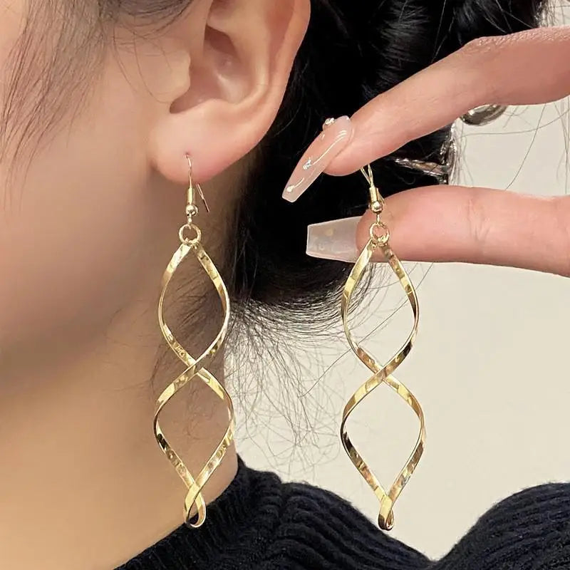 Brincos Espiral Curvados Dourado