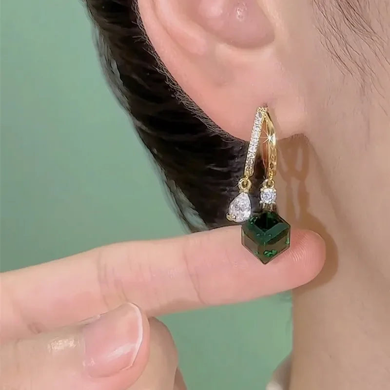 Brincos Geométricos de Cristal Zircão para Festas