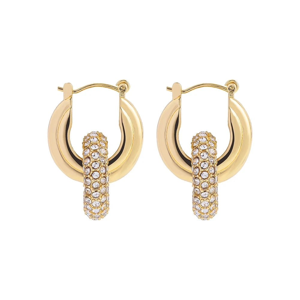 Brincos Pingentes Argola com Strass Brilhante