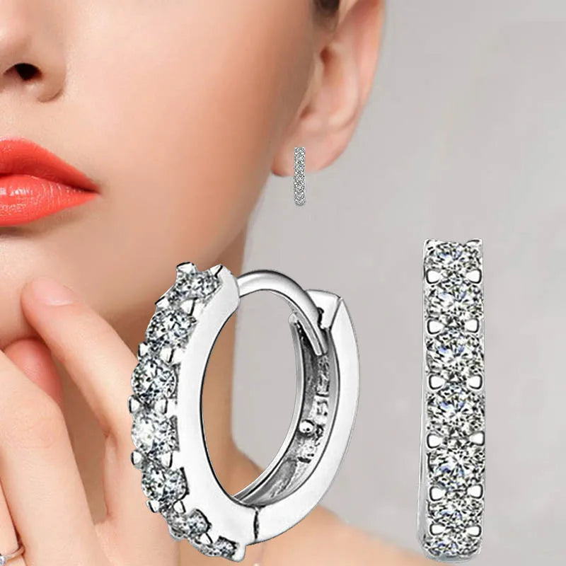Brincos Prata de Cristal com Zircônia