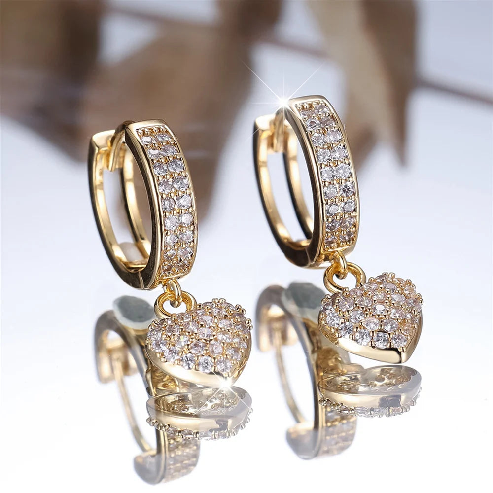 Brincos de Argola Coração com Zircônia