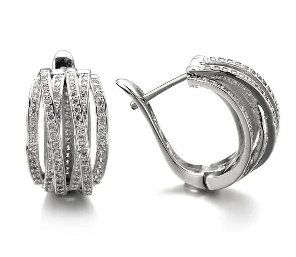 Brincos de Argola Luxo com Zircônia Prata