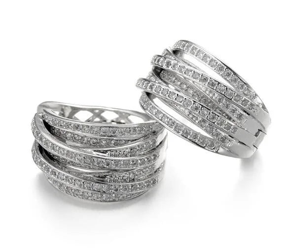 Brincos de Argola Luxo com Zircônia Prata