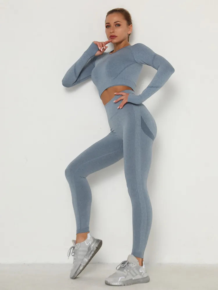 Calça Legging de treino Sem Costura Azul