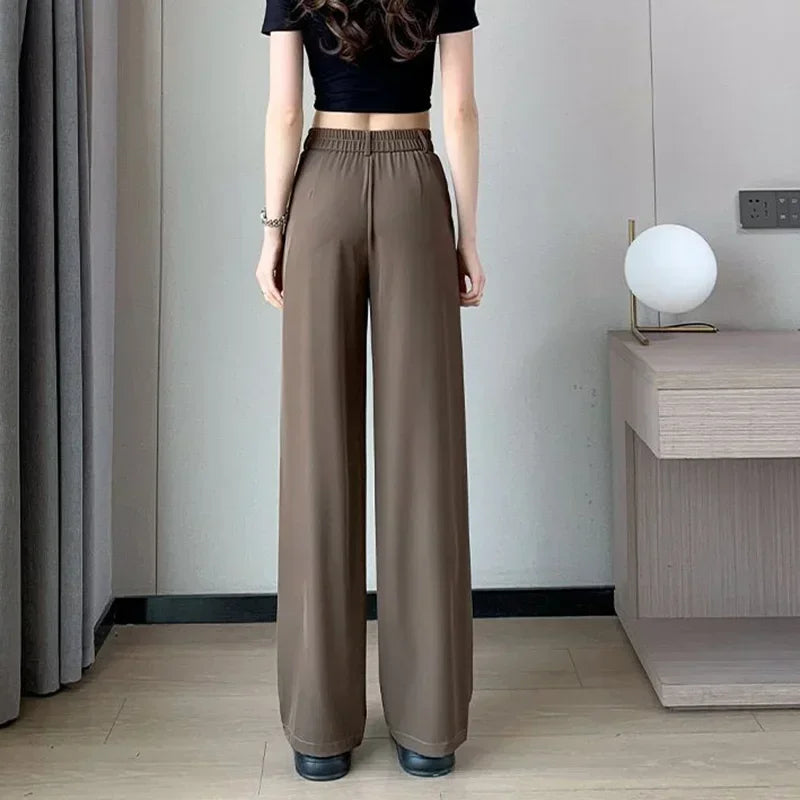 Calça Pantalona Cintura Alta Lisa