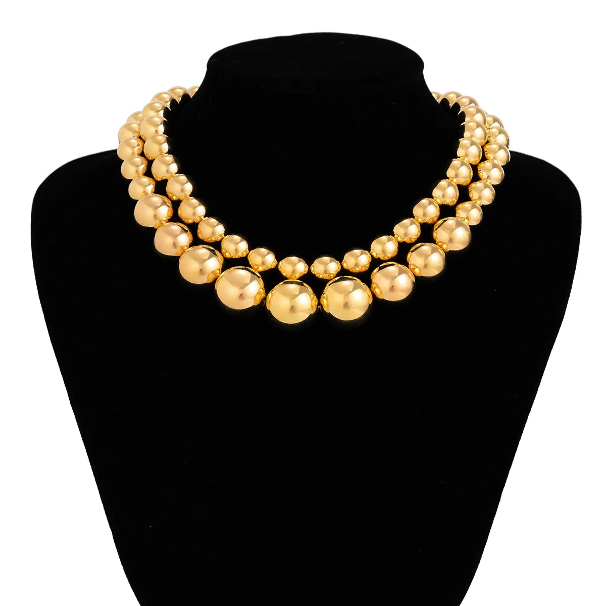Colar Choker Dupla Bolas Dourada