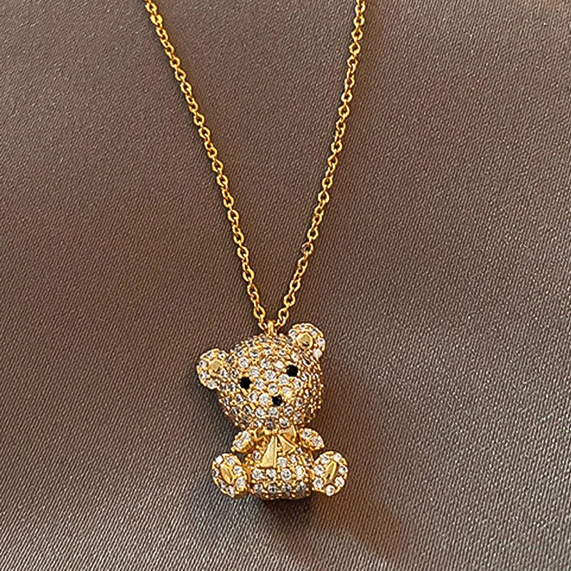 Colar com Pingente de Urso Dourado