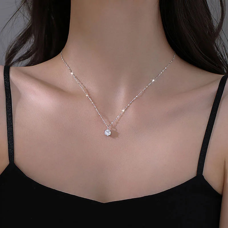 Colar de Prata Esterlina 925 com Zircão Espumante
