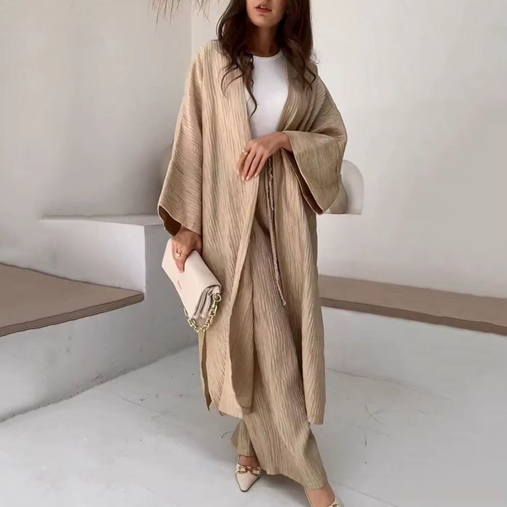 Conjunto Cardigã Longo e Calça Pantalona