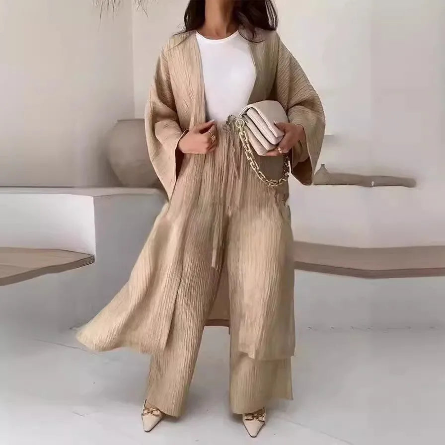 Conjunto Cardigã Longo e Calça Pantalona