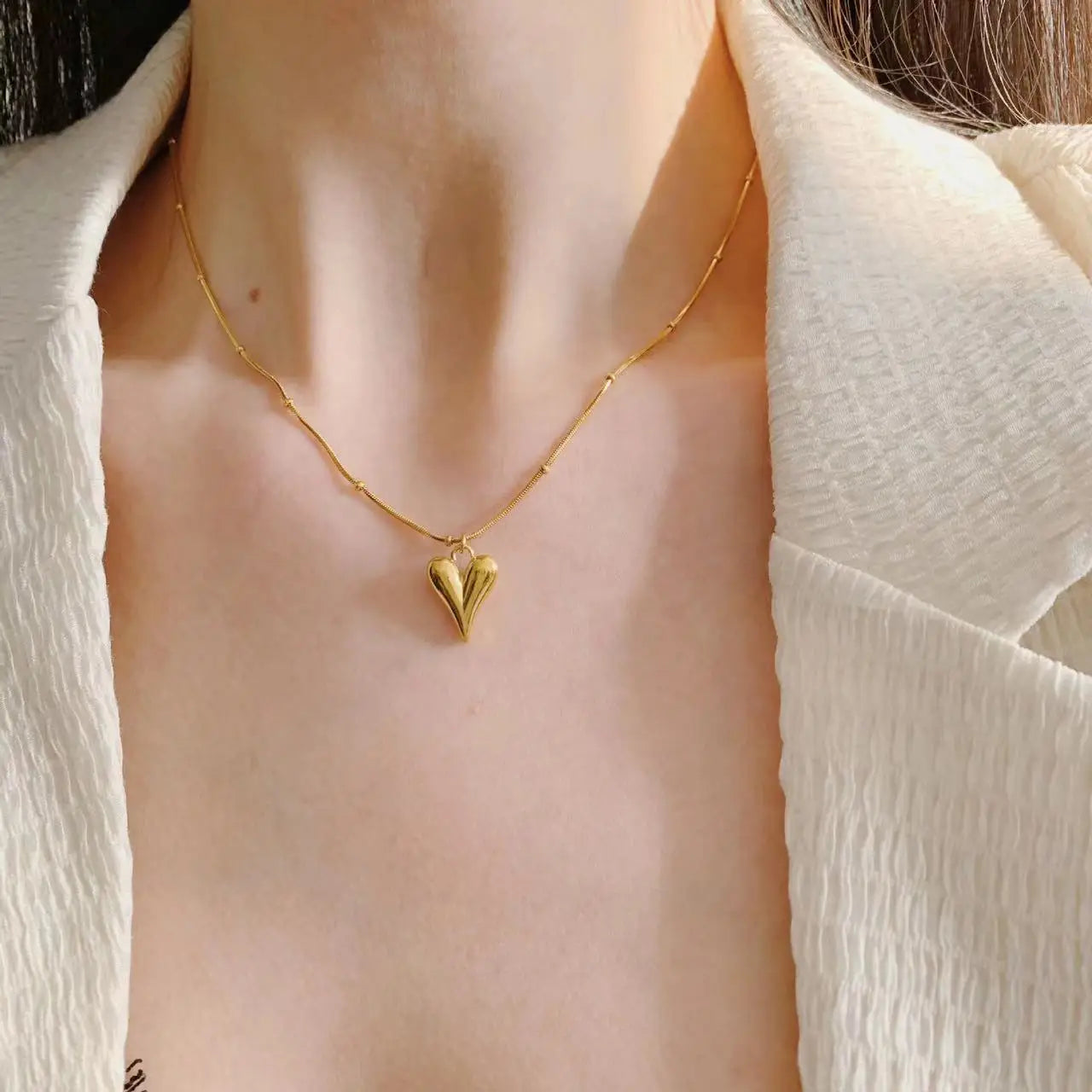 Conjunto Colar e Brincos Coração Dourado