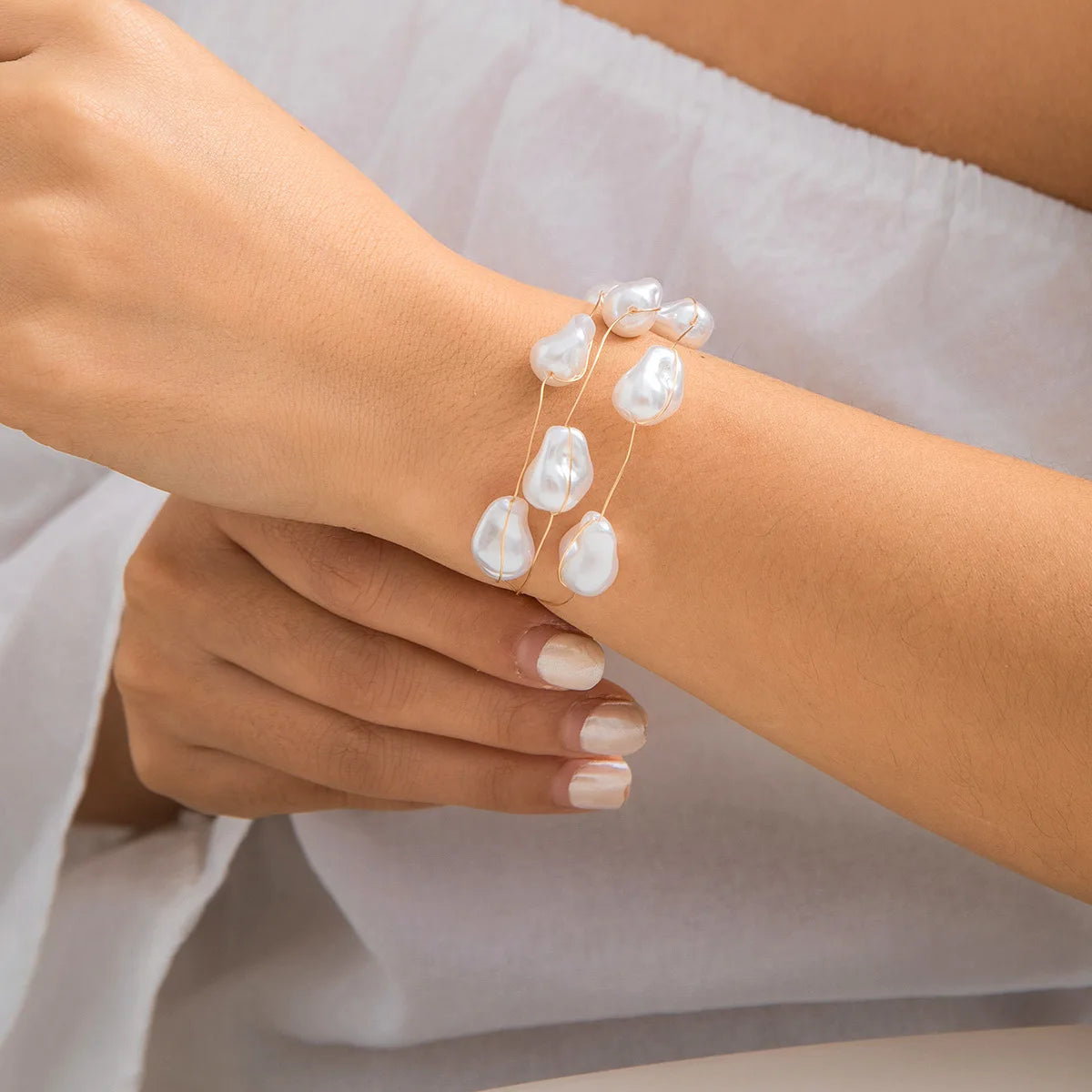 Conjunto Colar e Pulseira Barroco com Pérolas