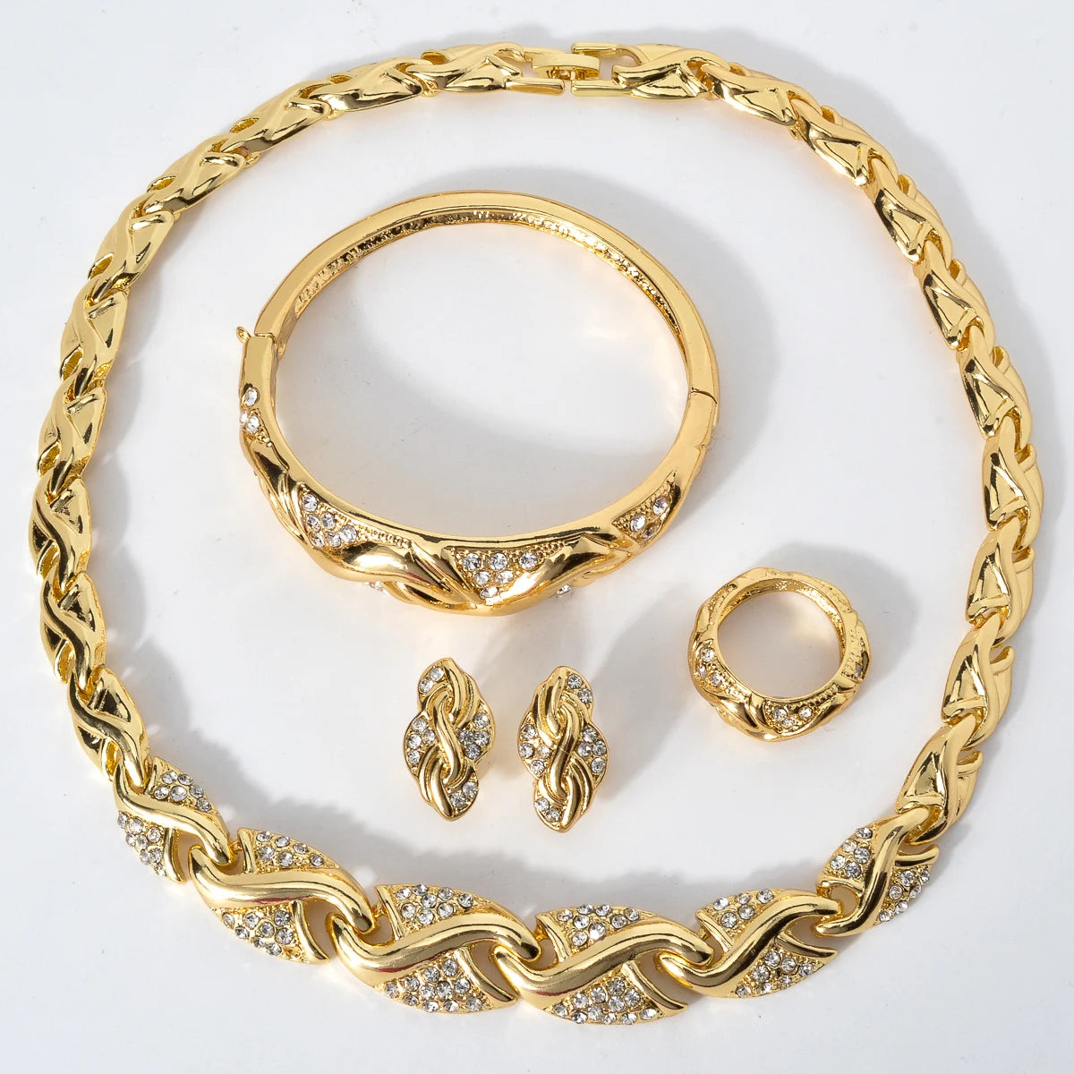 Conjunto Dourado Cravejado com Zircônia