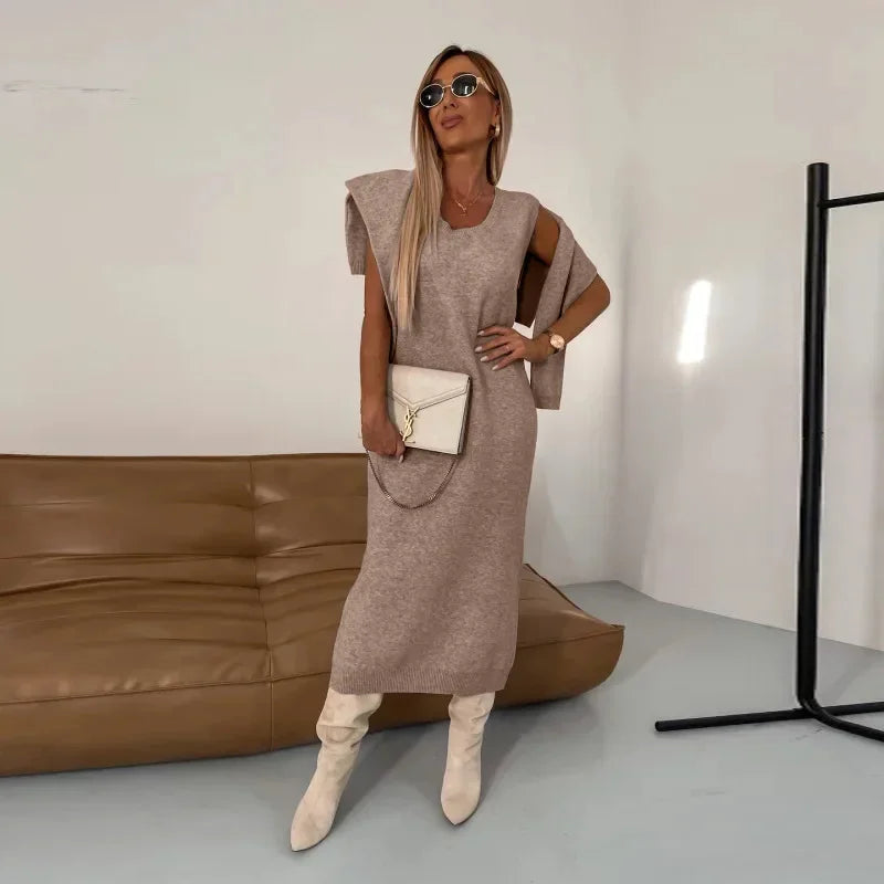 Conjunto Elegante Feminina de Tricô