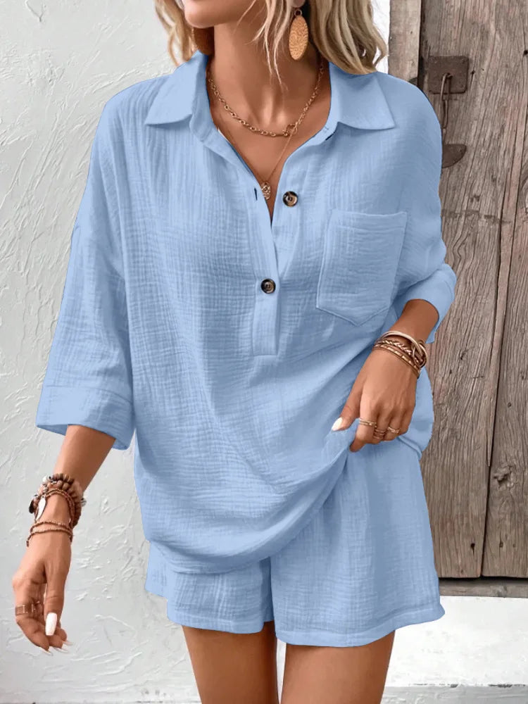 Conjunto Feminino Casual de Verão Despojado